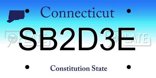SB2D3E Connecticut License Plate