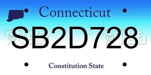 SB2D728 Connecticut License Plate