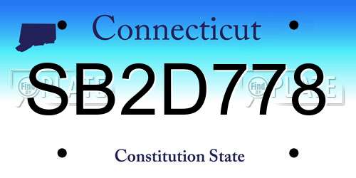 SB2D778 Connecticut License Plate