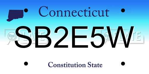 SB2E5W Connecticut License Plate