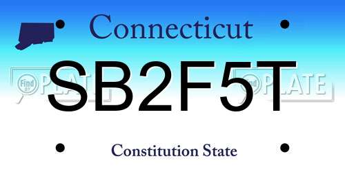 SB2F5T Connecticut License Plate
