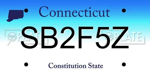 SB2F5Z Connecticut License Plate