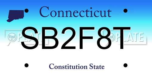SB2F8T Connecticut License Plate