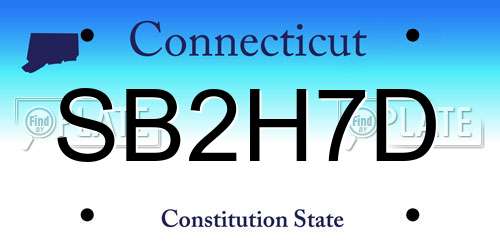 SB2H7D Connecticut License Plate