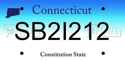 SB2I212 Connecticut License Plate