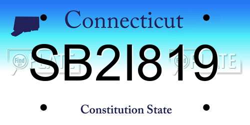 SB2I819 Connecticut License Plate