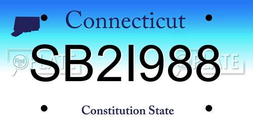 SB2I988 Connecticut License Plate