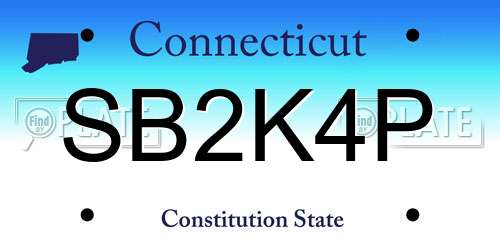 SB2K4P Connecticut License Plate
