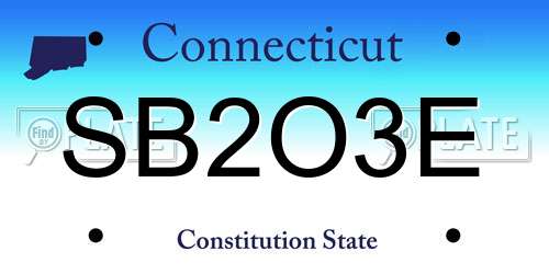 SB2O3E Connecticut License Plate