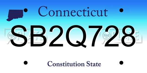 SB2Q728 Connecticut License Plate