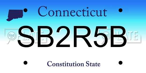 SB2R5B Connecticut License Plate