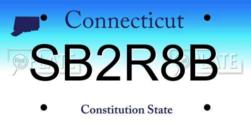 SB2R8B Connecticut License Plate