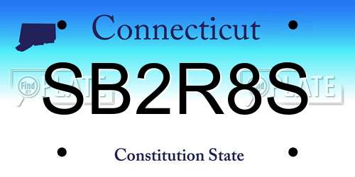 SB2R8S Connecticut License Plate