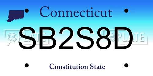 SB2S8D Connecticut License Plate