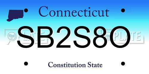 SB2S8O Connecticut License Plate