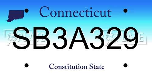 SB3A329 Connecticut License Plate