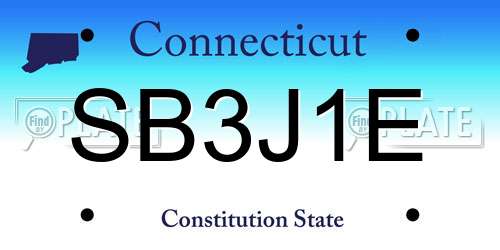 SB3J1E Connecticut License Plate