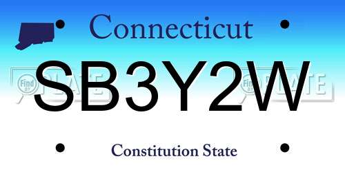 SB3Y2W Connecticut License Plate