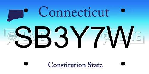 SB3Y7W Connecticut License Plate