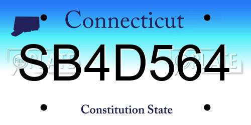 SB4D564 Connecticut License Plate