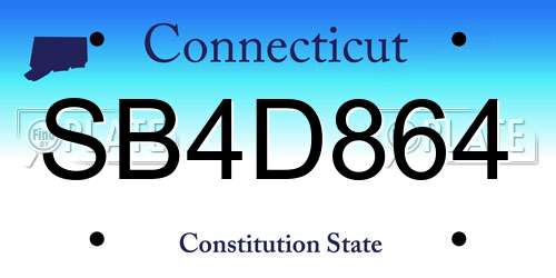 SB4D864 Connecticut License Plate