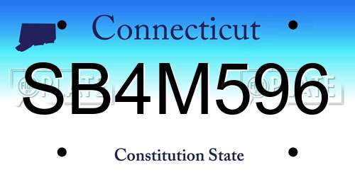 SB4M596 Connecticut License Plate