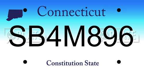 SB4M896 Connecticut License Plate