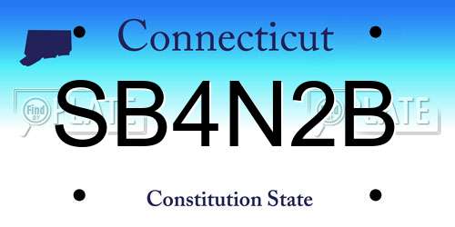 SB4N2B Connecticut License Plate