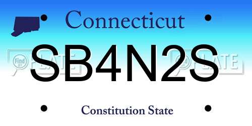 SB4N2S Connecticut License Plate