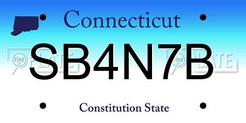SB4N7B Connecticut License Plate