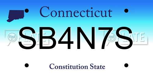 SB4N7S Connecticut License Plate