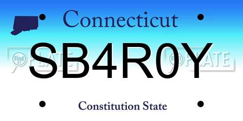 SB4R0Y Connecticut License Plate