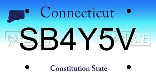 SB4Y5V Connecticut License Plate