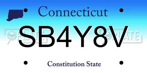 SB4Y8V Connecticut License Plate