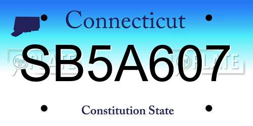 SB5A607 Connecticut License Plate