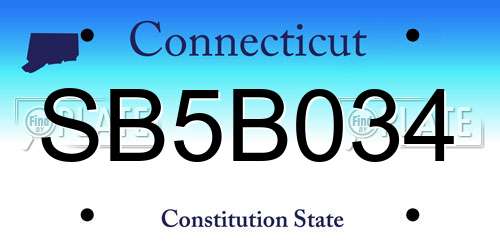 SB5B034 Connecticut License Plate
