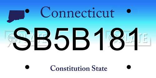 SB5B181 Connecticut License Plate