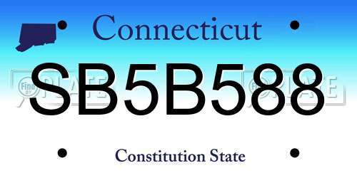 SB5B588 Connecticut License Plate