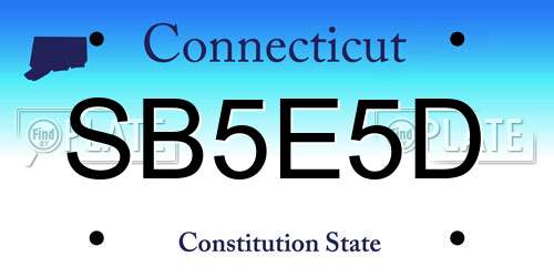 SB5E5D Connecticut License Plate