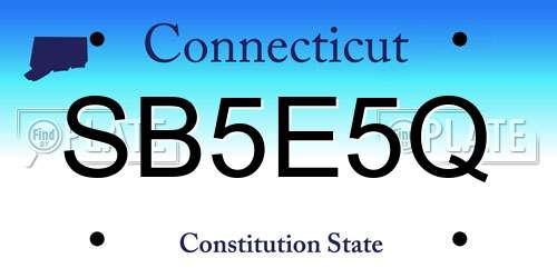 SB5E5Q Connecticut License Plate