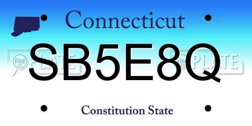 SB5E8Q Connecticut License Plate
