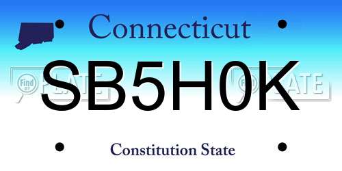 SB5H0K Connecticut License Plate