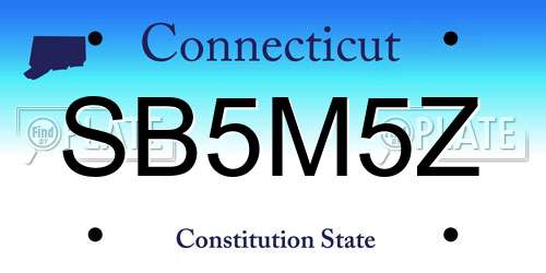 SB5M5Z Connecticut License Plate