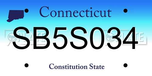 SB5S034 Connecticut License Plate