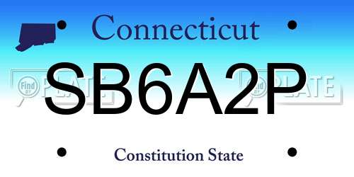 SB6A2P Connecticut License Plate