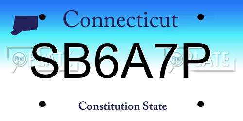 SB6A7P Connecticut License Plate