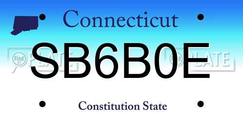 SB6B0E Connecticut License Plate