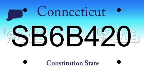 SB6B420 Connecticut License Plate