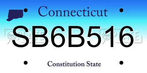 SB6B516 Connecticut License Plate
