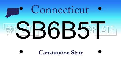 SB6B5T Connecticut License Plate